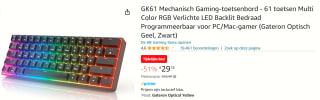 GK61 Mechanisch Gaming-toetsenbord voor €29,18 bij Amazon