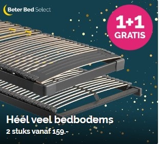 1+1 gratis op veel bedbodems bij Beter Bed