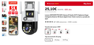 Lenovo 3MP 5MP PTZ WIFI Cámara IP por 25,10€