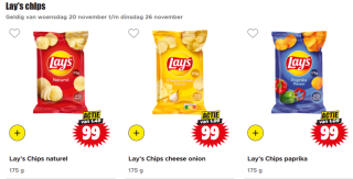 Diverse smaken Lay’s Chips voor €0,99 bij Dirk