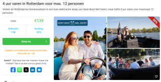 4 uur varen in Rotterdam voor max. 12 personen voor €139 via Social Deal