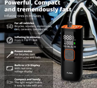 FlinQ Draadloze Luchtcompressor voor €39,95 bij Ibood