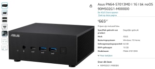 ASUS ExpertCenter PN64-S7013MD PC voor €665,87 bij Amazon
