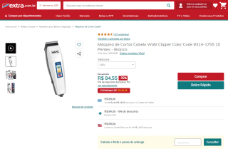 Máquina de Cortar Cabelo da Wahl Clipper - R$ 84,55