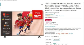 TCL 55V6B 55" 4K Ultra HD, HDR TV, Smart TV Powered by Google TV por 274€