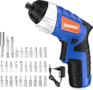 SORAKO Destornillador Bateria [3.6V, 1300 mAh, 6Nm, 30 Accesorios] por 12,19€