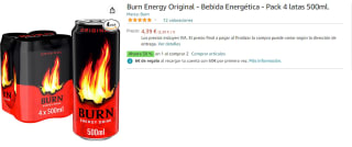 2 Packs de 4 latas de 50cl de BURN bebida energética por 6.7€