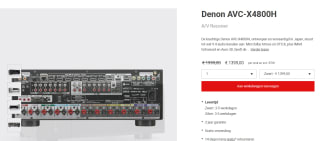 Denon AVC-X4800H Zwart voor €1399 bij Stassen
