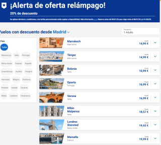 20% descuento en tus vuelos en Ryanair