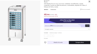 Climatizador frío eco 3 en 1 de Jocca: ventilador, humidificador y repele mosquitos por 34.49€