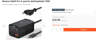 Baseus GaN3 Pro 65W Snellader Laptop/MacBook + 100W USB-C voor €19,99 bij Ochama