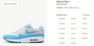 Air Max 1 University Blue heren sneakers voor €89,99 in de Nike store