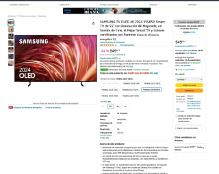 SAMSUNG TV OLED 4K 2024 55S85D de 55" + 100€ reembolso por solo 939€