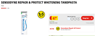 Sensodyne Repair & Protect Whitening Tandpasta 1+1 gratis bij Kruidvat