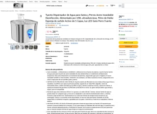 Tyonto Dispensador de Agua para Gatos y Perros Acero Inoxidable por solo 13,49€