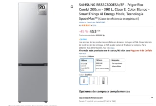 Frigorífico combi Samsung RB38C600ESA/EF, No Frost, 203 cm, 390 l, Inox por 453,72€