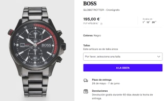 Reloj Cronografo para Hombre BOSS GLOBETROTTER por 195€