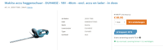 Makita DUH483Z heggenschaar voor €89,95 bij Quofi