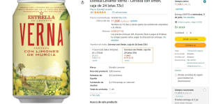 Estrella Levante Verna - Cerveza con limón, caja de 24 latas 33cl por 11.99€