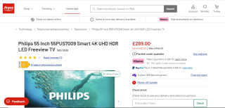 Philips 55" 4K LED TV – £289