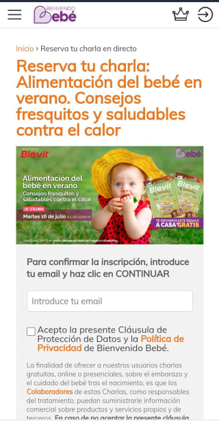 charla: Alimentación del bebé en verano. Consejos fresquitos y saludables contra el calor +muestras gratis
