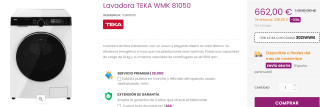Lavadora de 10kg TEKA WMK 81050 por 632€