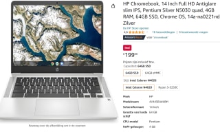 HP CHROMEBOOK 14A-NA0179ND voor €199 bij Amazon