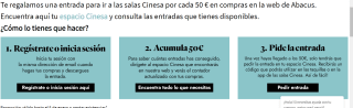 Acumula 50€ de compra y tienes entrada gratis al cine, leer descrición