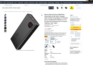 Baseus Batería Externa 20000mAh Power Bank 22,5W USB C por solo 22,39€