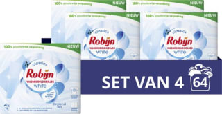 Robijn Classics wasmiddeldoekjes Stralend Wit - 4 x 16 wasstrips - 64 wasbeurten voor €10,99 bij Bol