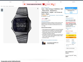 Reloj Casio Vintage A168WEGG-1BEF Unisex Resistente a Salpicaduras Digital por 44,99€