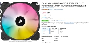 Corsair CO-9050108-WW iCUE SP120 RGB ELITE Performance 120 mm PWM enkele ventilator voor €9,68 bij Amazon