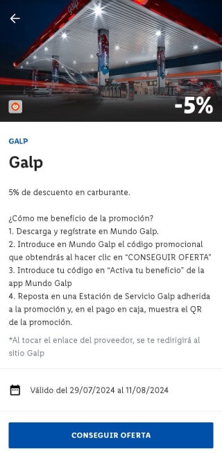 5% descuento en gasolineras Galp