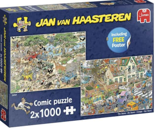 2 puzzels van Jan van Haasteren (2x 1000 stukjes) voor €14,99