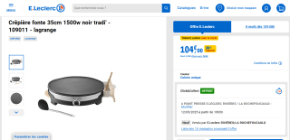 Crêpière fonte 35cm 1500w noir tradi' - 109011 - lagrange à 104€