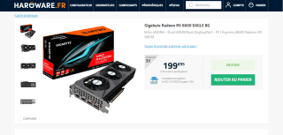 Carte graphique Gigabyte Radeon RX 6600 EAGLE 8G à 199,95€