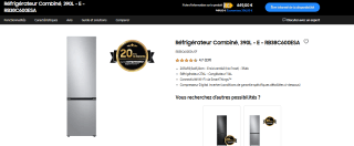 Réfrigérateur Combiné 390L RB38C600ESA à 649€