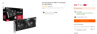 Placa Asrock Radeon RX 7800 XT Challenger OC 16GB GDDR6 por 435.14€