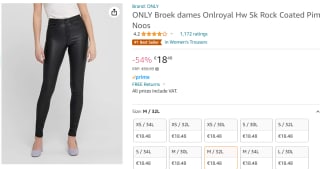 Coated broek Only lederlook voor €18,48 bij Amazon.nl