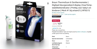 Braun Oorthermometer - Thermoscan voor €47,84 bij Amazon