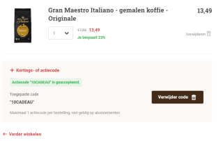€25 in totaal aan koffie cadeau op 1e 3 bestellingen bij Koffievoordeelshop