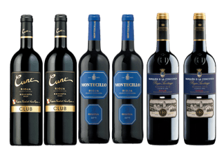 2 Botellas de Cune Club Reserva 2019 + 2 Botellas de Montecillo Reserva 2014. + 2 botellas de Marqués de la Concordia Rioja Santiago Reserva 2018. por 35.9€