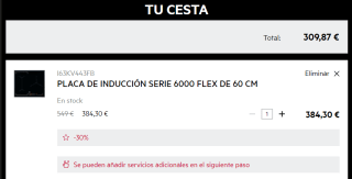 AEG Placa Inducción Flex I63KV443FB por 309,87€ (reembolso 50€)