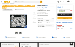 Puzzle Ravensburger Star Wars Challenge 1000 piezas por 5,09€