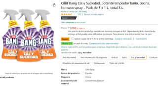 Pack 3 Cillit Bang Cal y Suciedad, potente limpiador baño, cocina por 10,51€