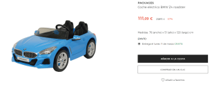Coche eléctrico BMW Z4 roadster. Para niños de 3 a 6 años por 111,09€
