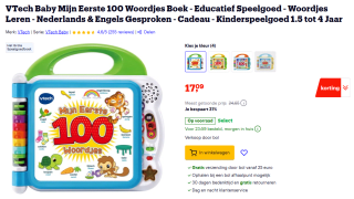 VTech Baby Mijn Eerste 100 Woordjes Boek voor €17,09 bij Bol