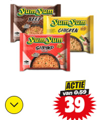 Alle YumYum noodles voor €0,39 bij Dirk