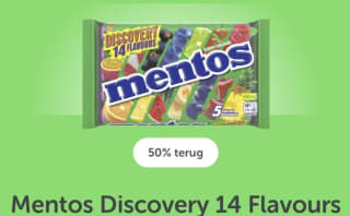 50% cashback op Mentos Discovery via Tikkie