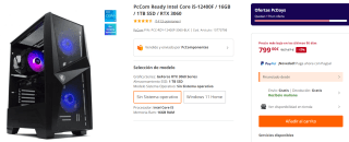 Ordenador PcCom Ready Intel Core i5-12400F / 16GB / 1TB SSD / RTX 3060 por 799€